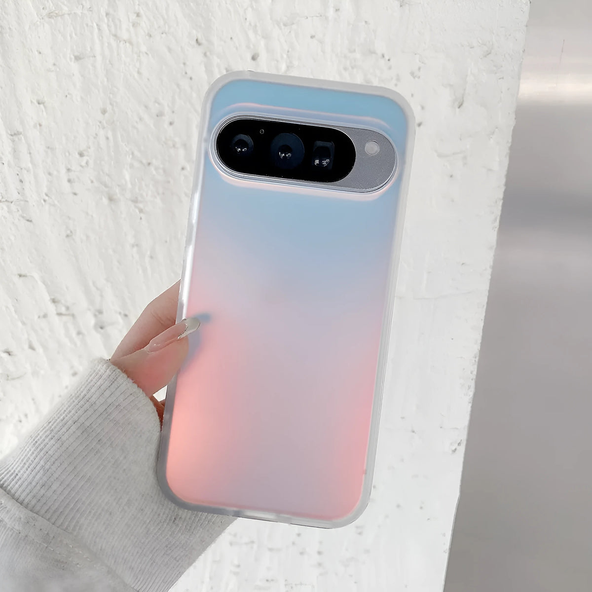 Colourful laser frosted matte phone case for Google models on a transparent background.