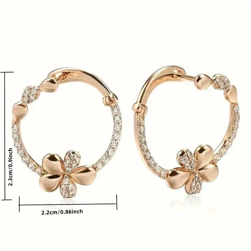 Copper geometric round ring earrings with electroplated finish for women