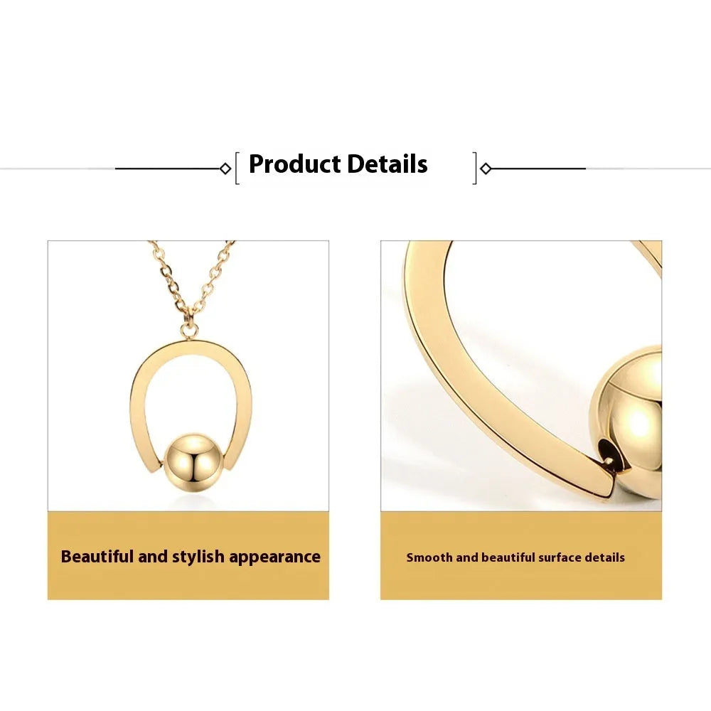 Stainless steel bead chain necklace with geometric pendant in gold or silver electroplated finish