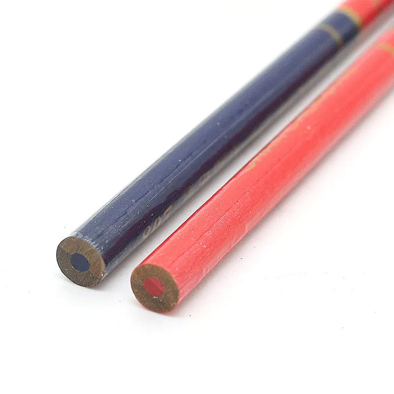 Red and blue two-colour carpenter's pencils wooden 10-piece pack for construction marking