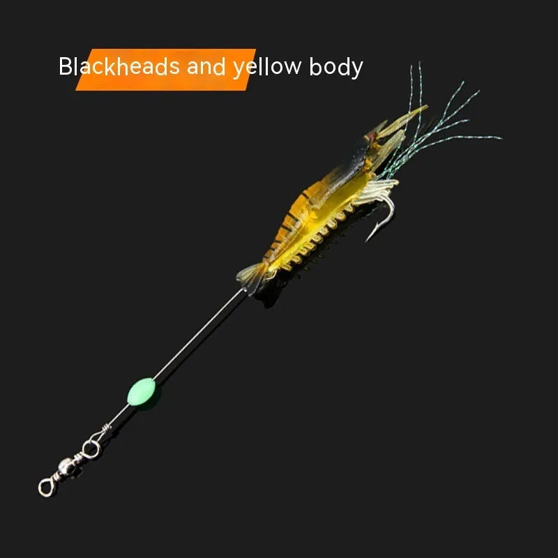 Luer soft plastic fishing lure with integrated hook in six colour variations including luminous and transparent options