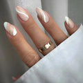 Golden Lines plaid pattern medium drop shape nail stickers in colour JF0518