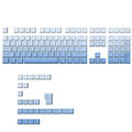 134-key PBT mechanical keyboard keycap set in sky blue gradient with positive engraving, OEM height, 290 x 160 x 30 mm