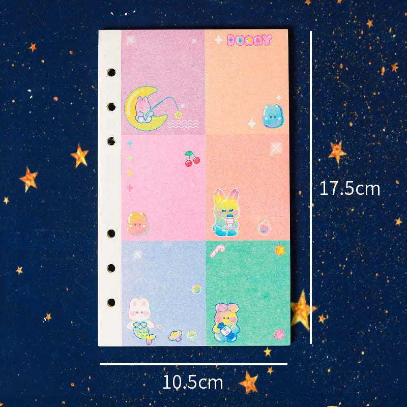 A6 loose-leaf notebook with 80 sheets and decorative bear pattern for student binders