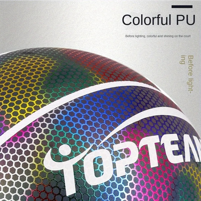Holographic reflective fluorescent basketball No. 7 size in chroma colour