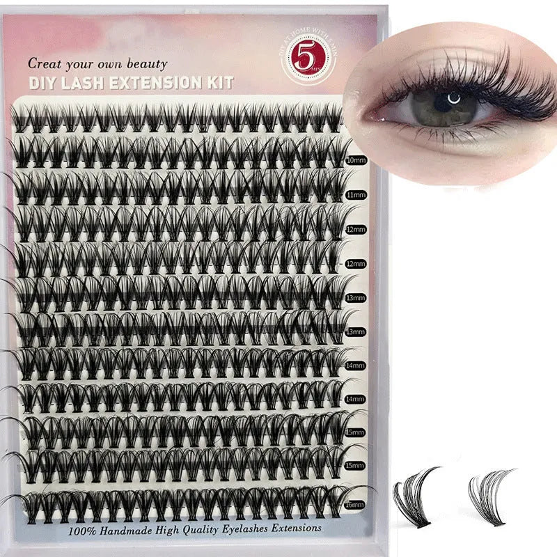DIY cluster false eyelashes kit with 30D and 40D high-grade fibre lashes 9-16mm including tweezers