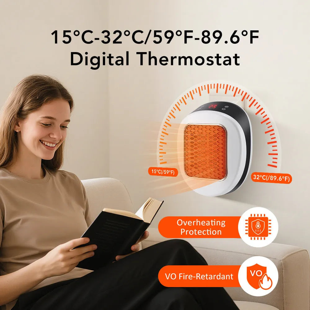 White ceramic heating electric heater with remote control and dual voltage options
