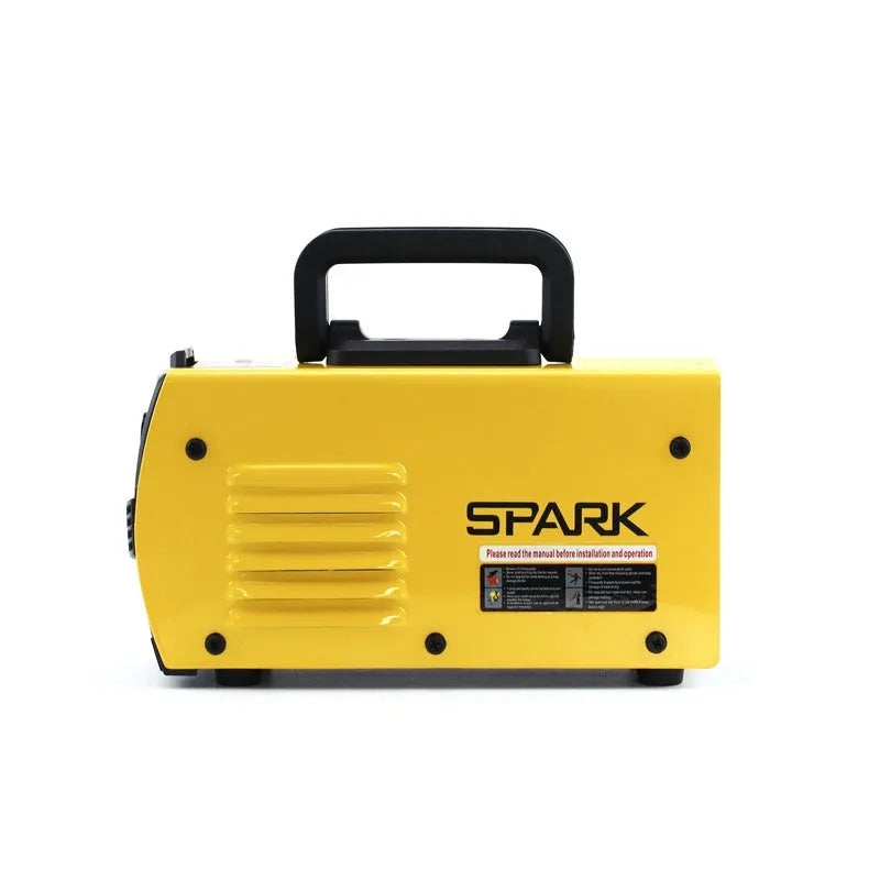 MMA-200MIN household DC welding machine with face shield and welding accessories on workbench
