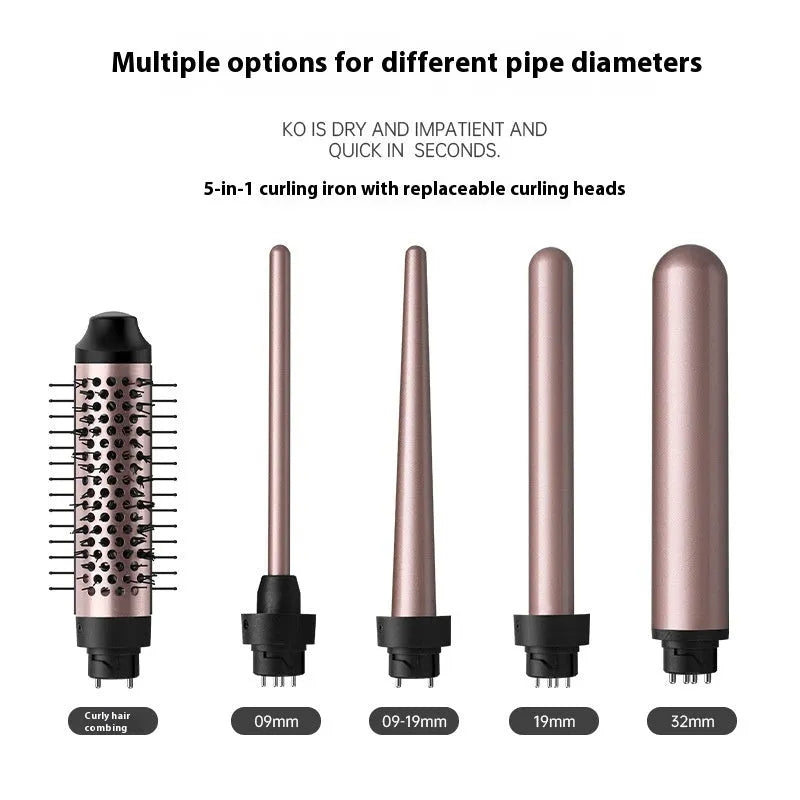 Automatic large wave hair curler in rose gold or black with three headbands
