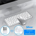 Black wireless ultra-thin keyboard and mouse combo with USB receiver and keyboard cover on a desk.