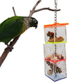 Clear acrylic parrot foraging toy, 32 cm tall food container for bird enrichment.