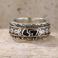 Silver electroplated wide noodle love ring for women, zinc alloy band, sizes 6 to 10