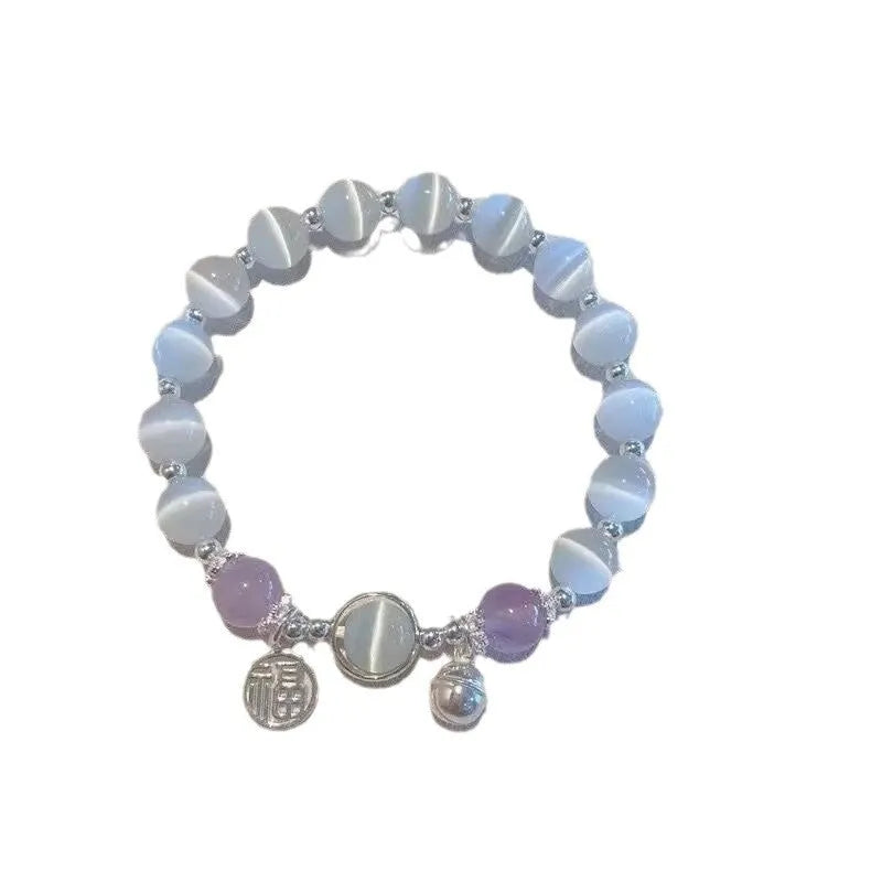 Handmade glass butterfly bracelet with coloured glaze and drop-shaped elements in grey moonlight beads