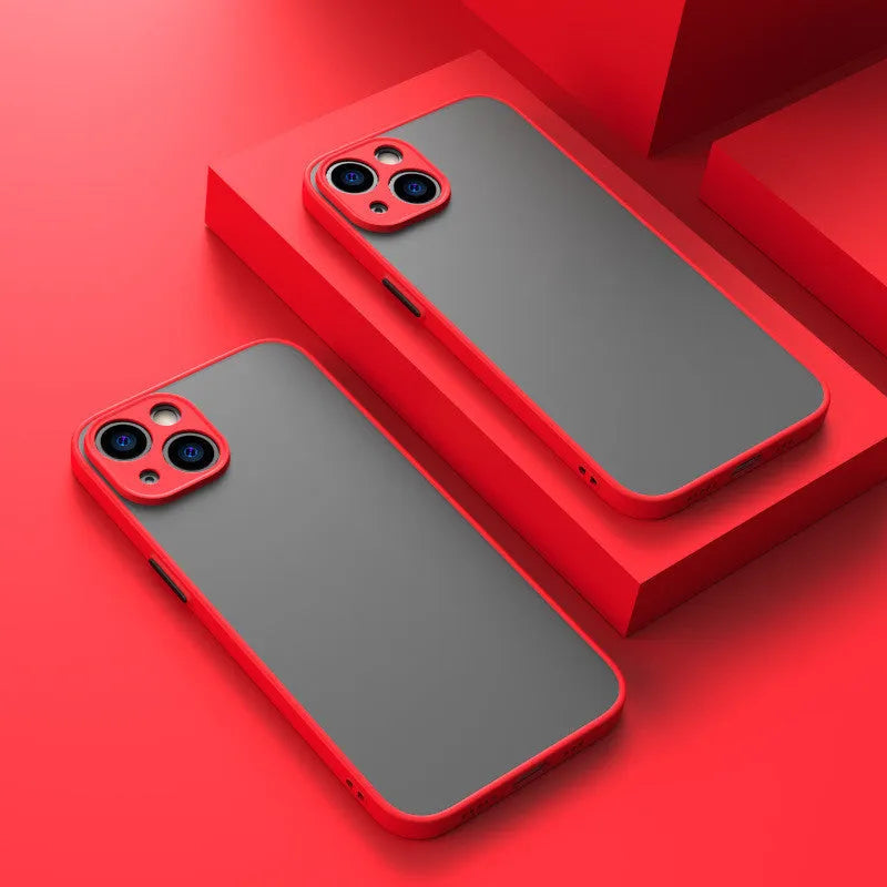 Frosted hard protective iPhone case in sea blue colour showing full lens cover and precise port cut-outs.