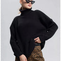 Women's high neck pullover sweater in imitation cashmere polyester available in six solid colours
