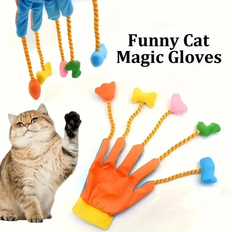 Yellow and blue plush cat toy with bell, 40cm long with trailer attachment