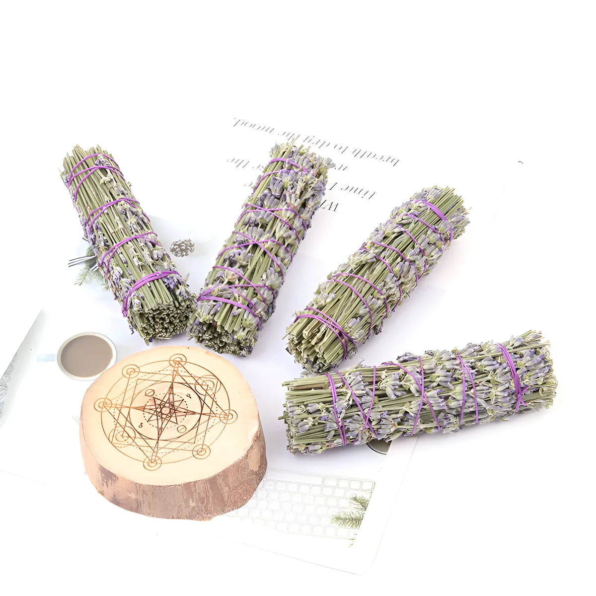 A single 4-inch long natural dried flower aromatherapy stick with lavender scent.