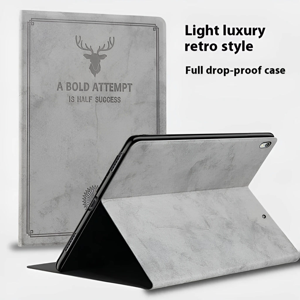 Deer Soft Shell Creative TPU leather protective case for Apple iPad in clamshell design.