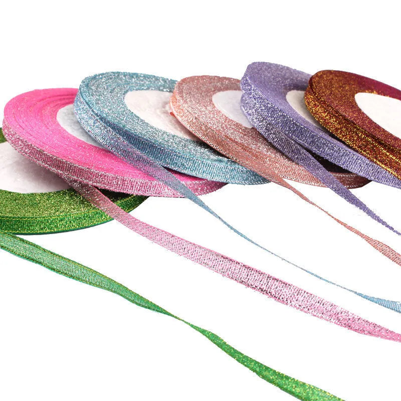 Roll of polyester gift packaging ribbon with 0.6cm width and 22 metre length in various colour options
