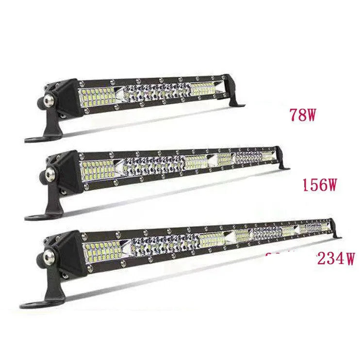 Ultra-thin white aluminium single row LED light bar for vehicle roof mounting.