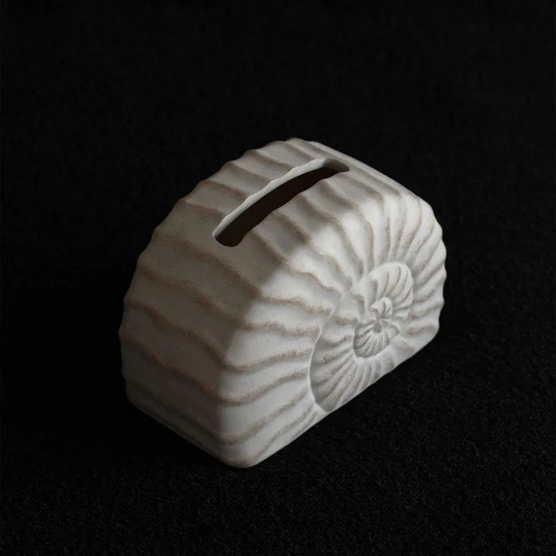 Resin conch tissue box decoration in conch ramble colour with modern simplicity design and plastic insert