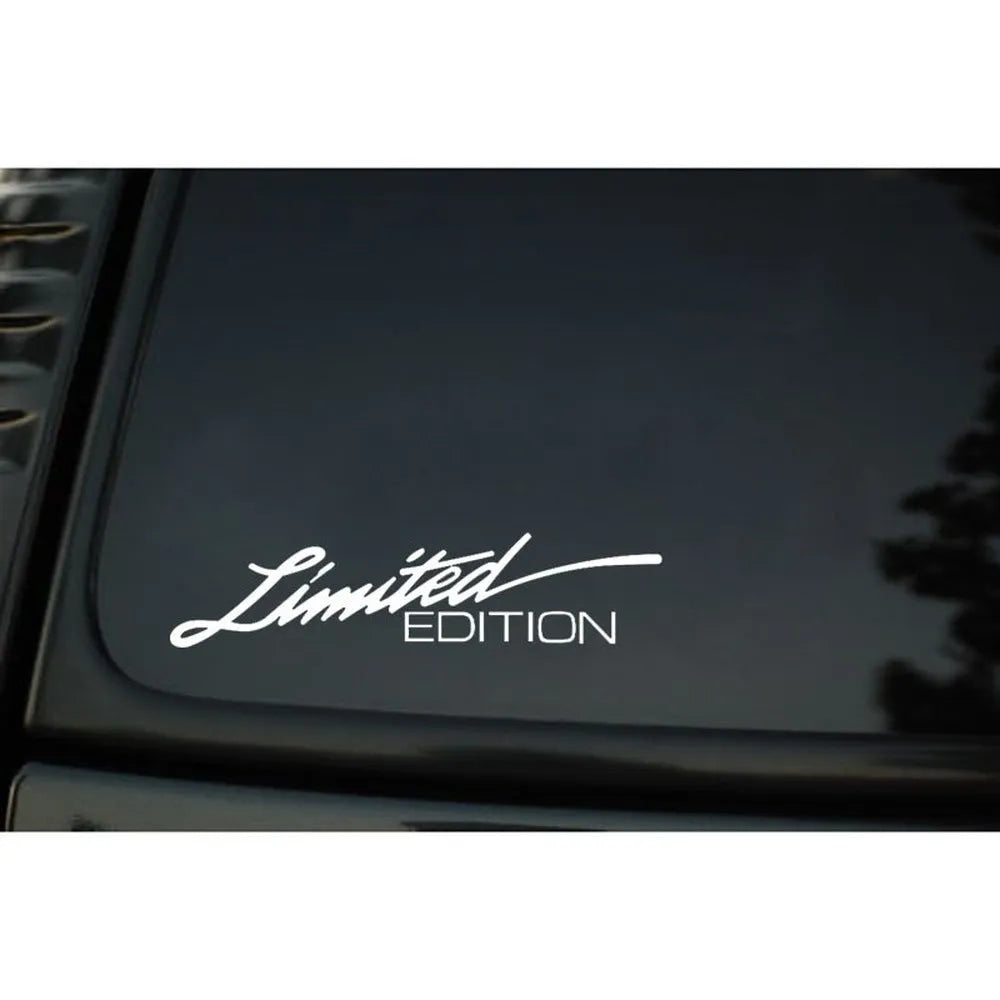 Reflective plastic bumper sticker showing Black, White, and Colourful design options, scale showing 16cm length.