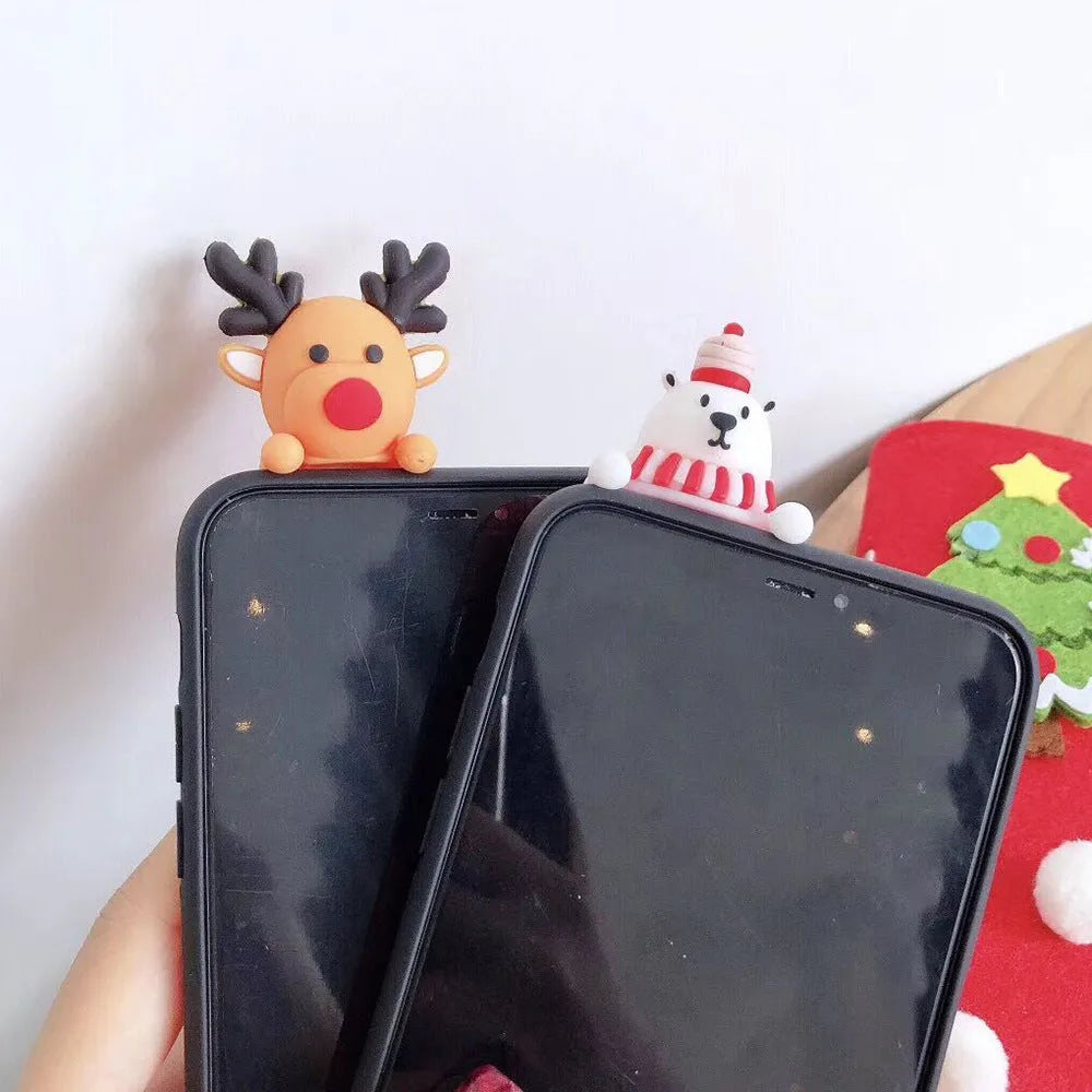 Christmas-themed silicone iPhone case back cover in festive colours for iPhone 6 to 11 Pro Max.