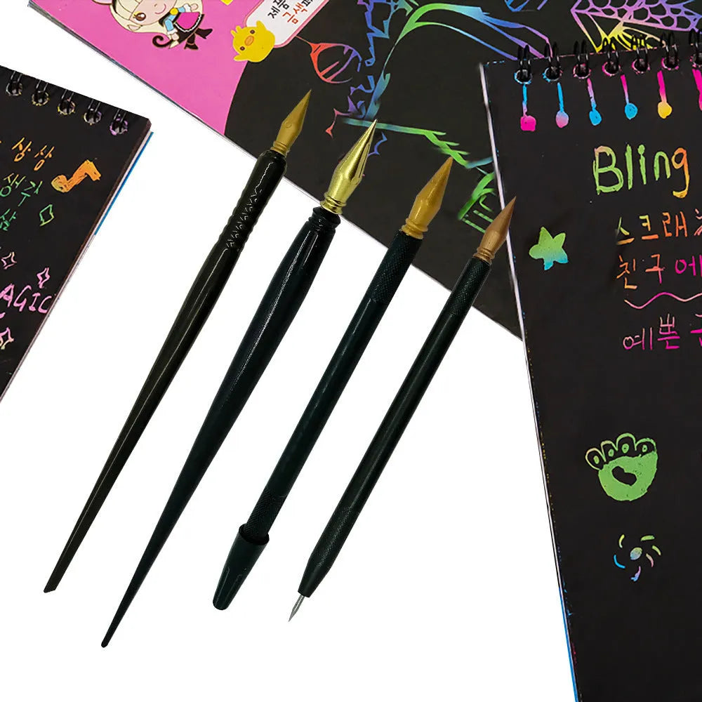 A white PS plastic scratch art pen for children's drawing and craft projects