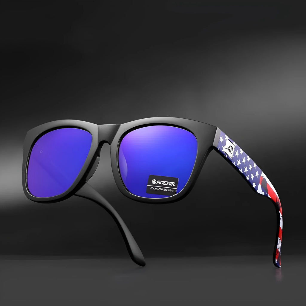 Thickened polarised sunglasses with TAC lenses and PC frames for UV protection during outdoor use.