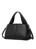 First layer cowhide messenger bag in horizontal square shape with double joint strap and retro texture in solid color