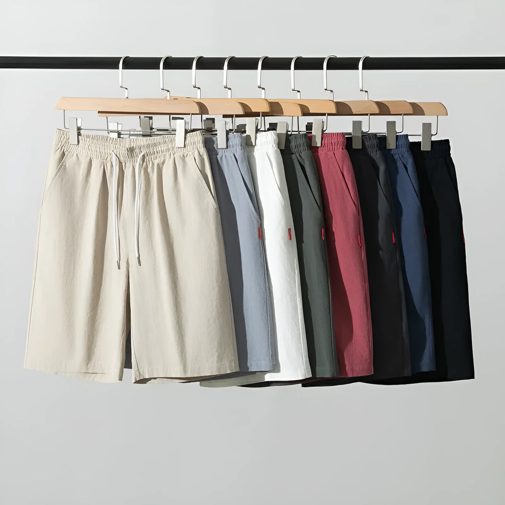 Cotton and linen cropped summer pants in a solid colour with a drawstring waist.
