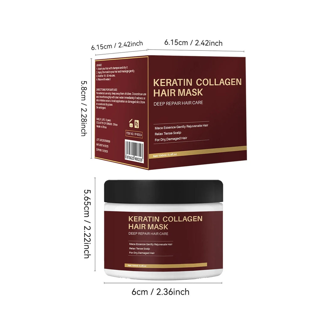 100ml collagen hair mask bottle for moisturising and repairing dry damaged hair