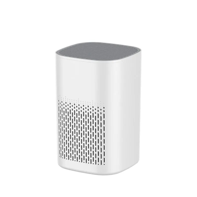 Simple style desktop air purifier with USB power cable for small rooms.