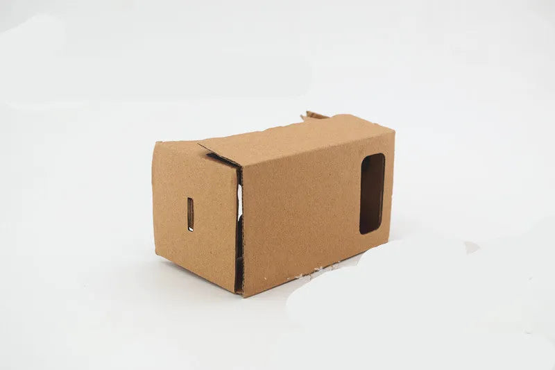 Cardboard VR glasses for smartphones with 3D lenses, showing pink colour option