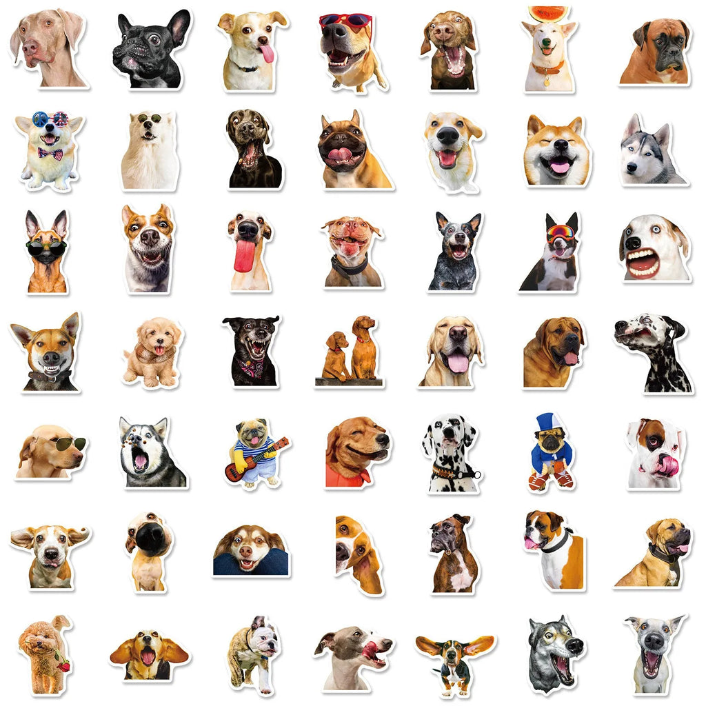 Pack of 100 realistic dog facial expression stickers in Nordic style design