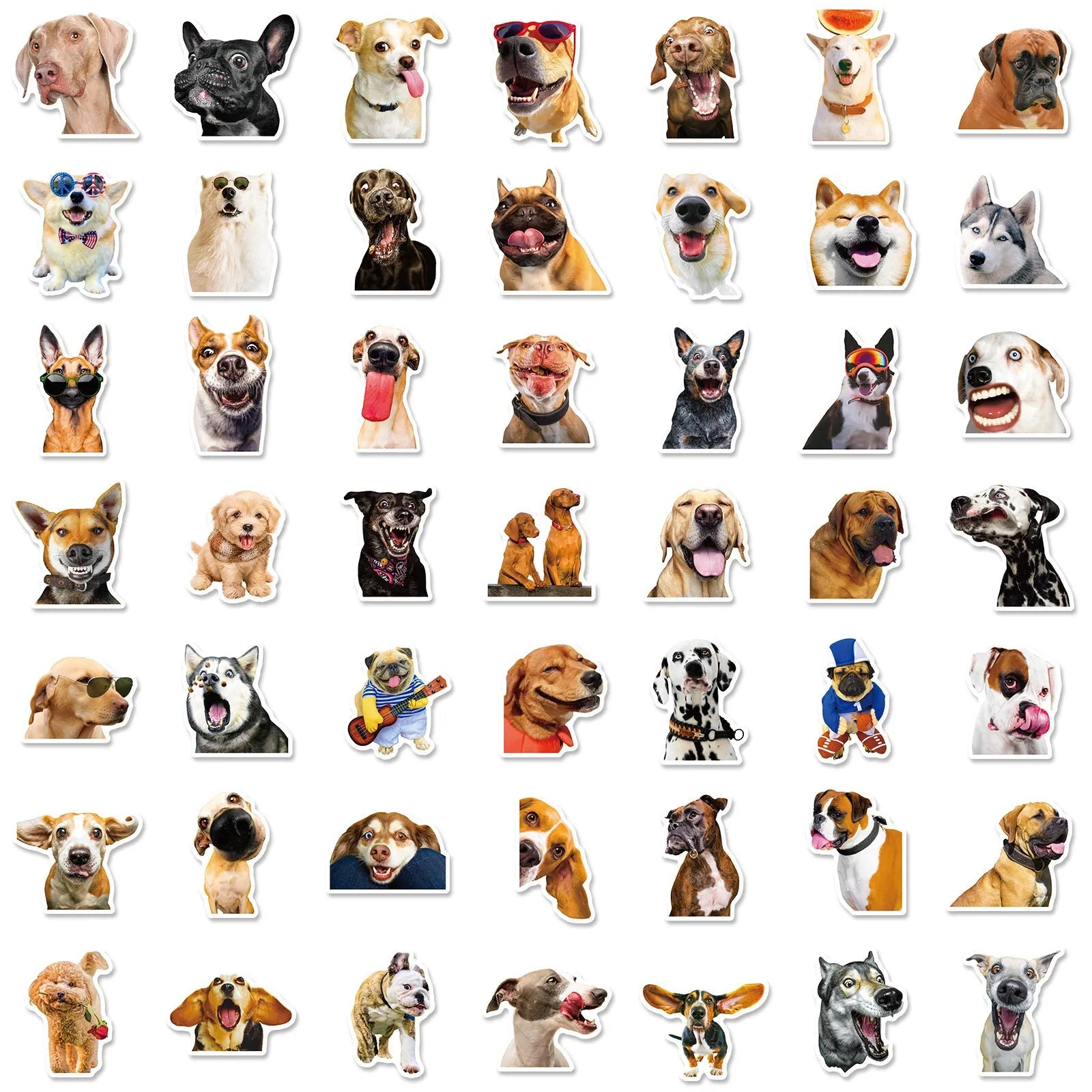 Pack of 100 realistic dog facial expression stickers in Nordic style design