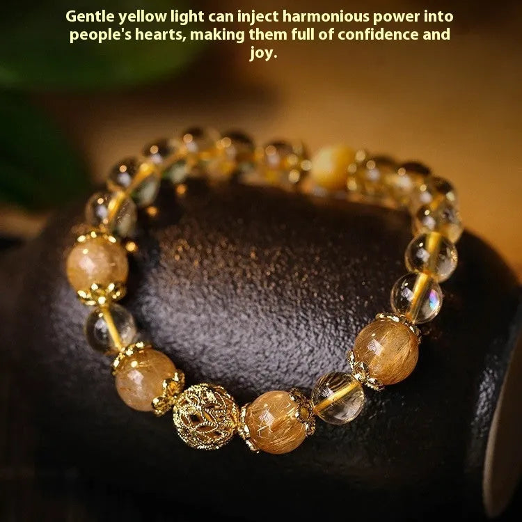 Women's retro artificial crystal bracelet with hydrangea charms in amethyst gold or yellow gold colour