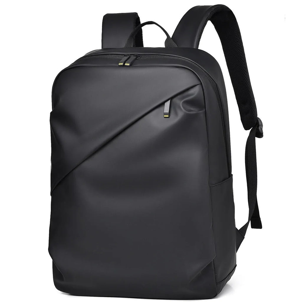 Large waterproof backpack in PU leather available in black, blue, or grey colours