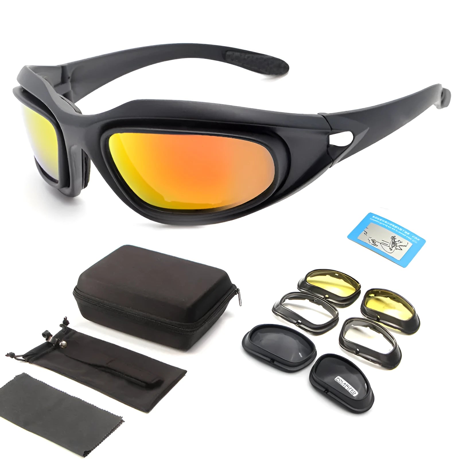 Tactical polarised sunglasses for outdoor cycling with PC sports frame