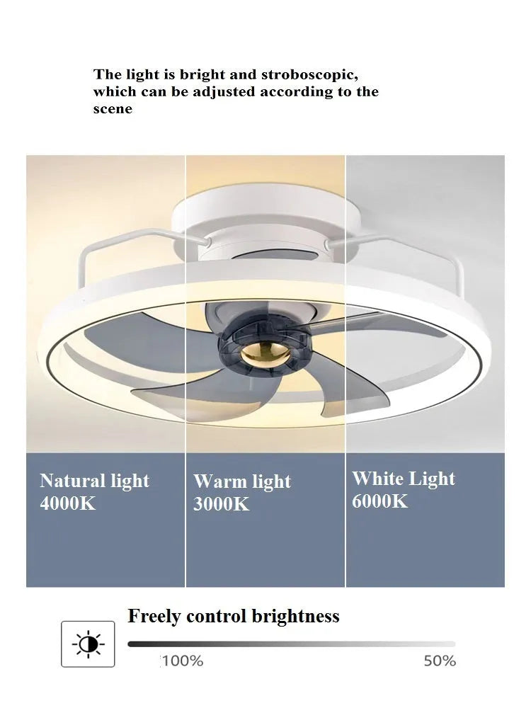 500mm overhead fan lamp with integrated light fitting in multiple colour finishes