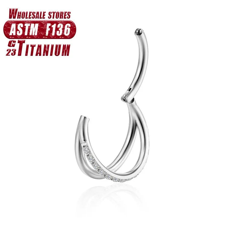 Titanium alloy fork nose ring body jewellery in silver, gold, black, rose gold and colourful finishes