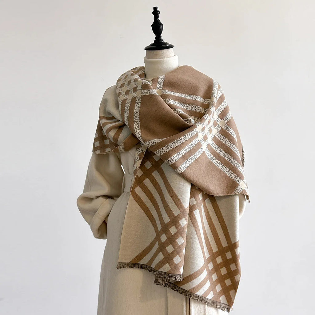 Imitation cashmere scarf with tassel trim in one of four colour options