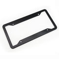 Aluminium alloy license plate frame in choice of four finishes next to a car registration plate.