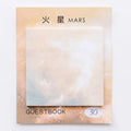 Square planet sticky notes notepad with six celestial designs measuring 7.3cm