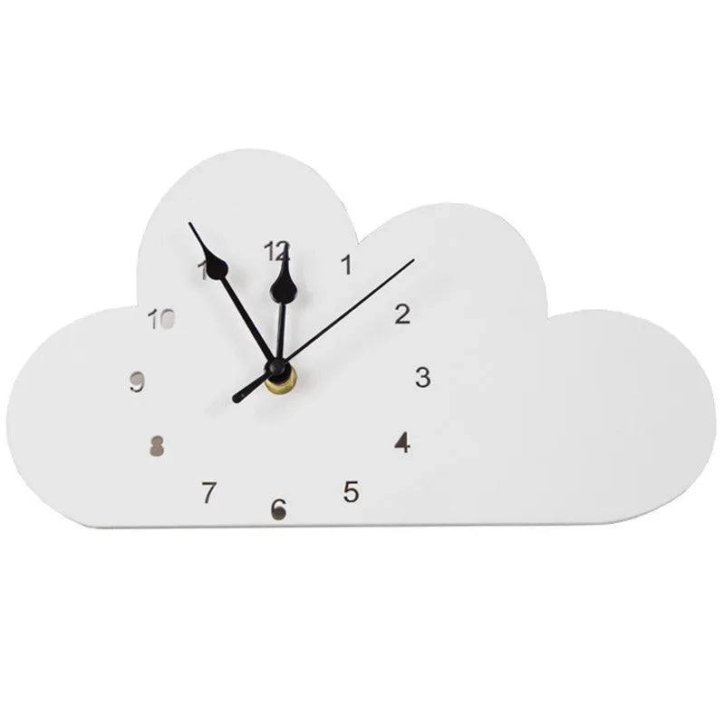 Wooden cartoon wall clock with colourful themed design and battery-powered movement