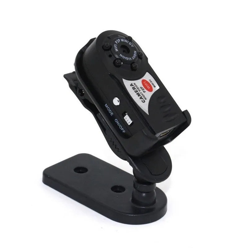 Black wireless WiFi network camera with LCD screen and optical zoom lens