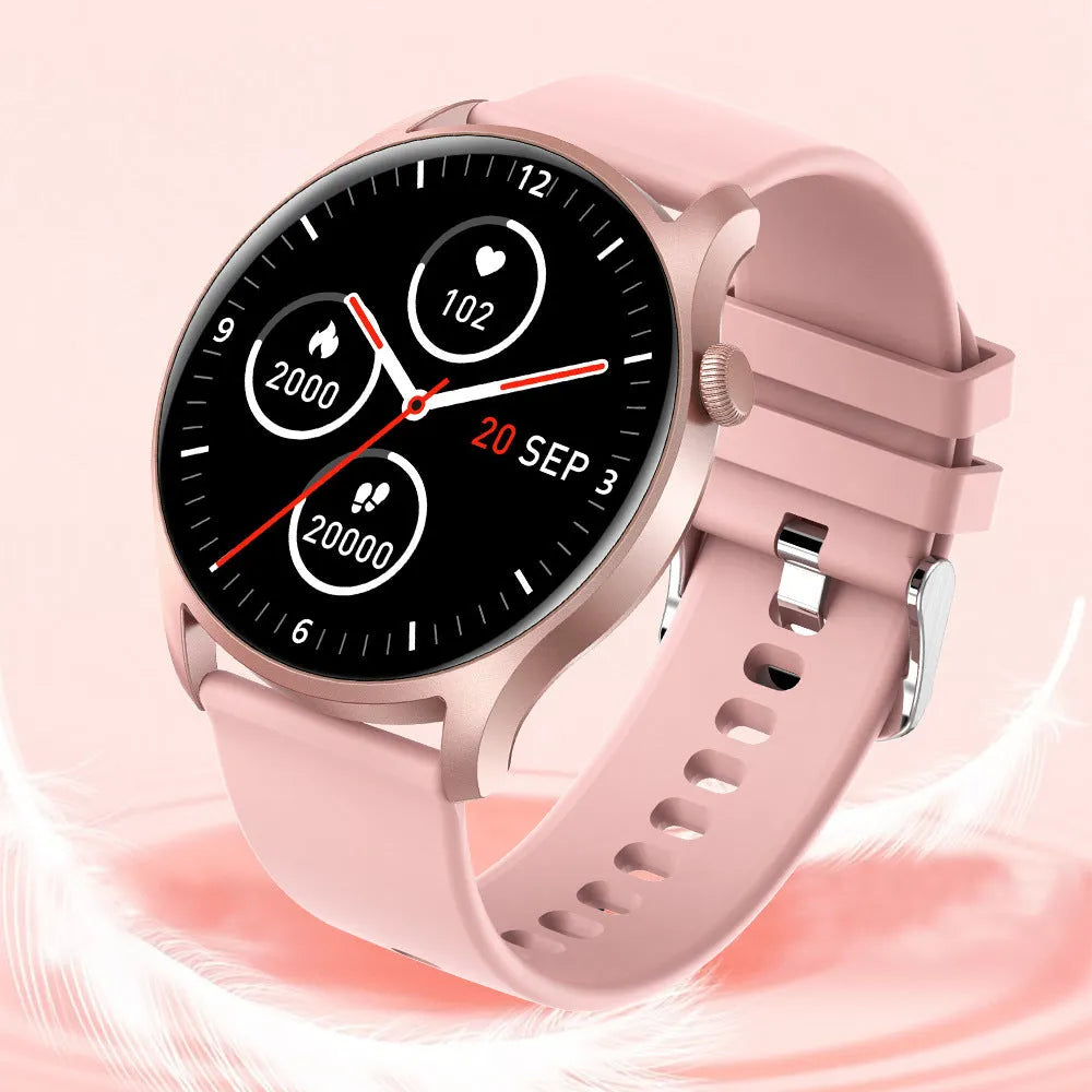 Bluetooth smart watch with heart rate and blood pressure monitoring on silicone wristband