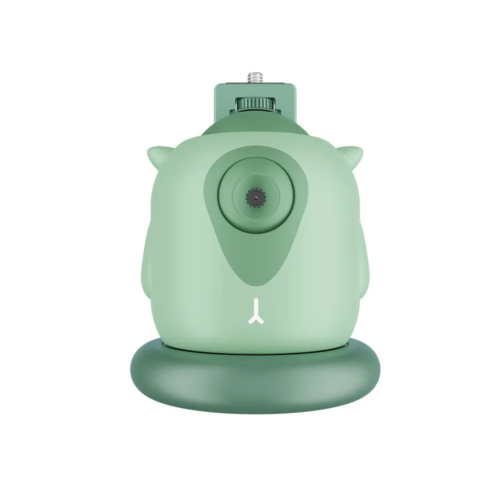 Dark green intelligent follow-up gimbal showing 360 rotation and phone mounting slot