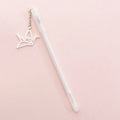 Plastic gel pen with paper crane or rabbit pendant decoration, 17cm length with 0.38mm fine tip