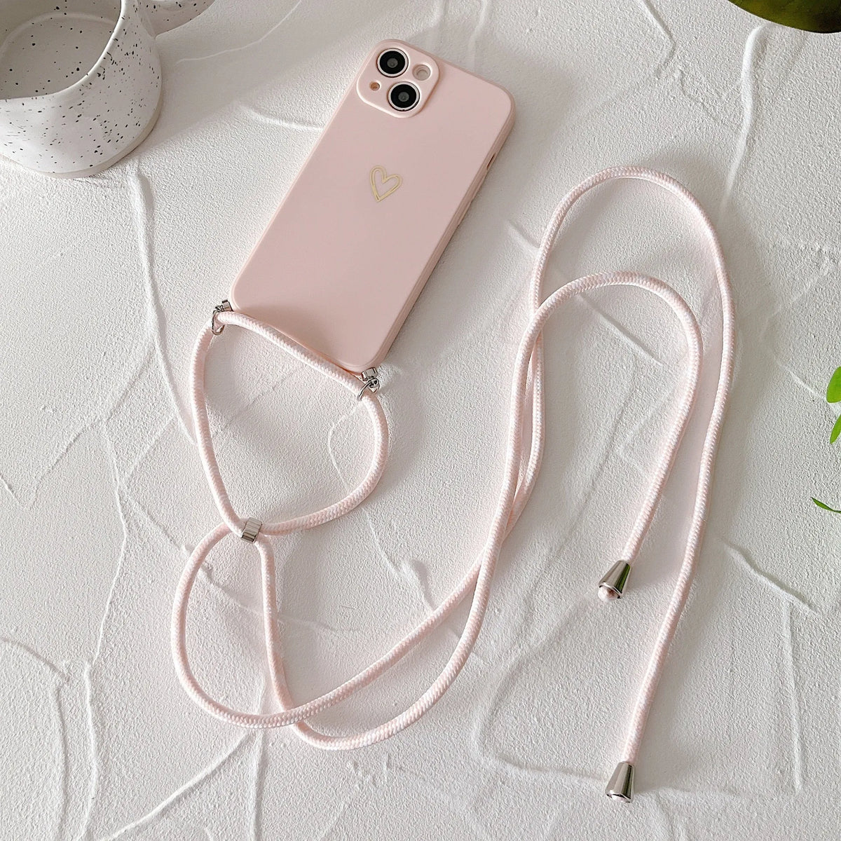 Slant across lanyard TPU phone case in solid colour for compatible iPhone models